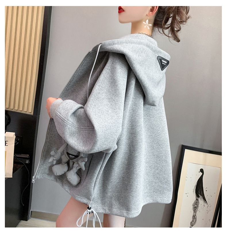 Casual Sweatshirt Women's Spring and Autumn 2021 New Autumn Loose Western Style Youthful-Looking Idle Style Cardigan Top Coat