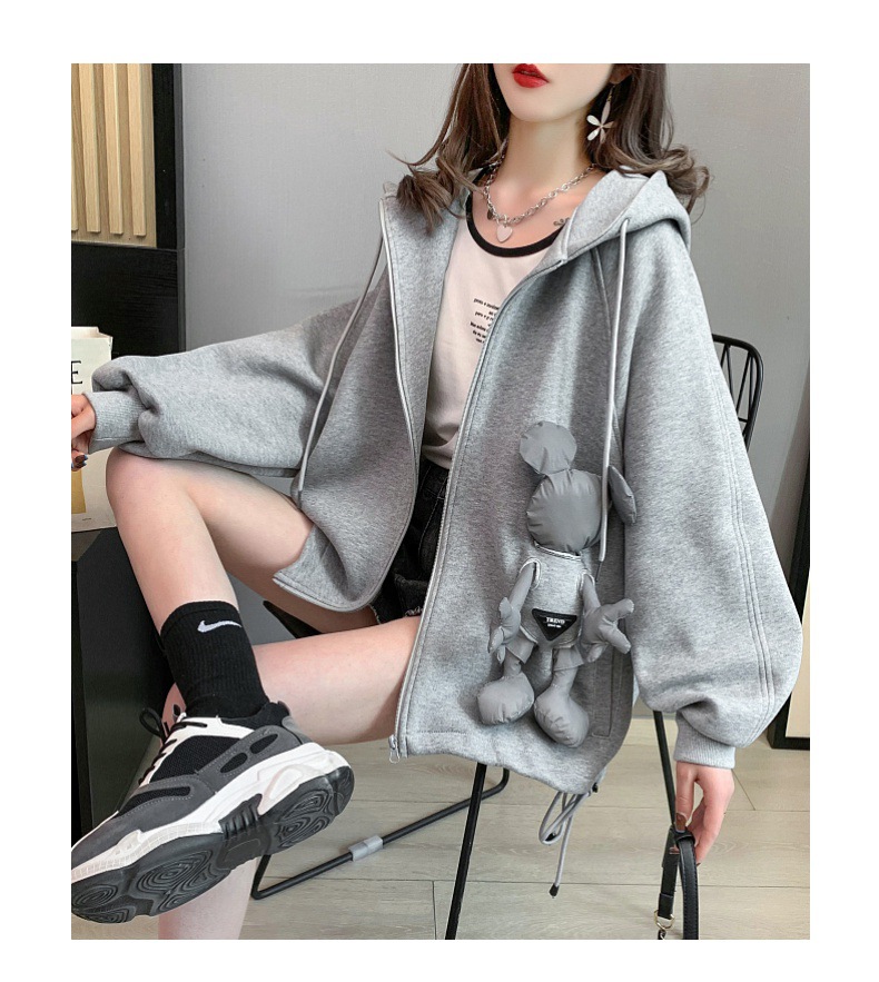 Casual Sweatshirt Women's Spring and Autumn 2021 New Autumn Loose Western Style Youthful-Looking Idle Style Cardigan Top Coat