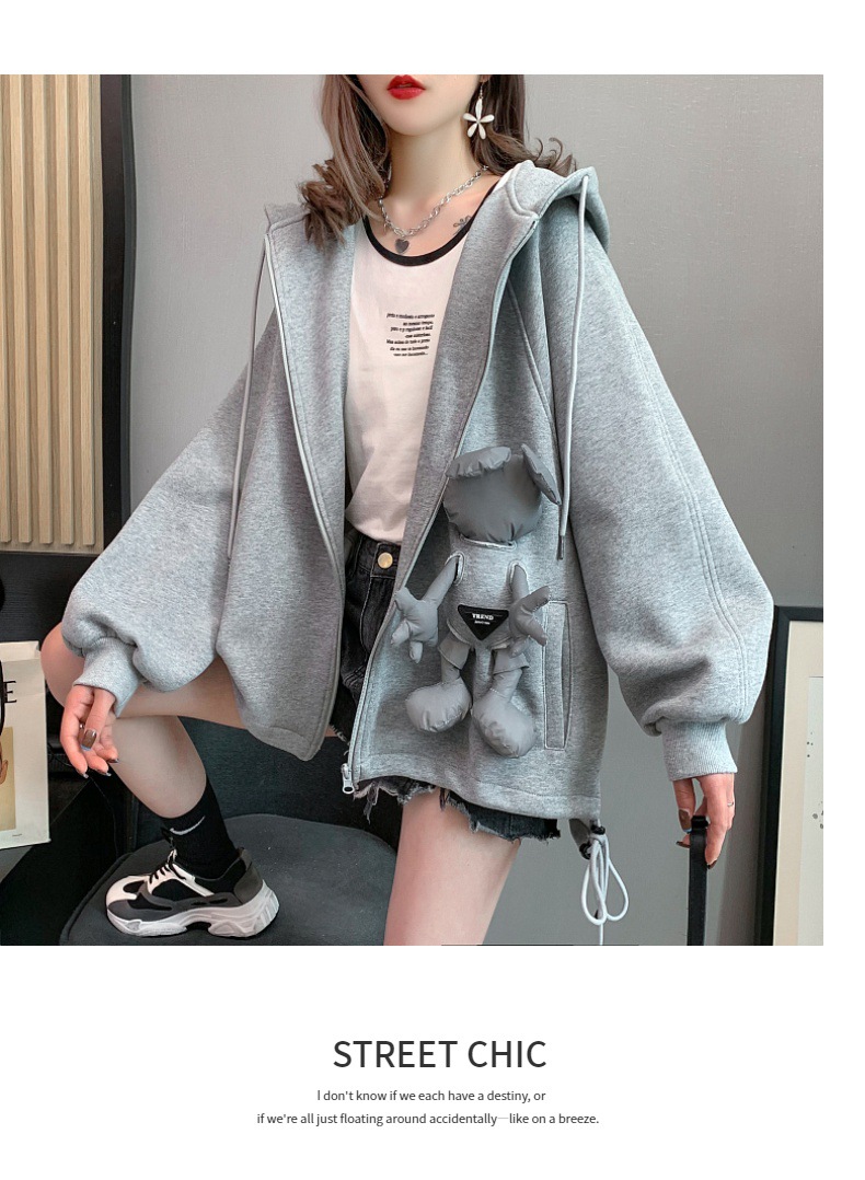 Casual Sweatshirt Women's Spring and Autumn 2021 New Autumn Loose Western Style Youthful-Looking Idle Style Cardigan Top Coat