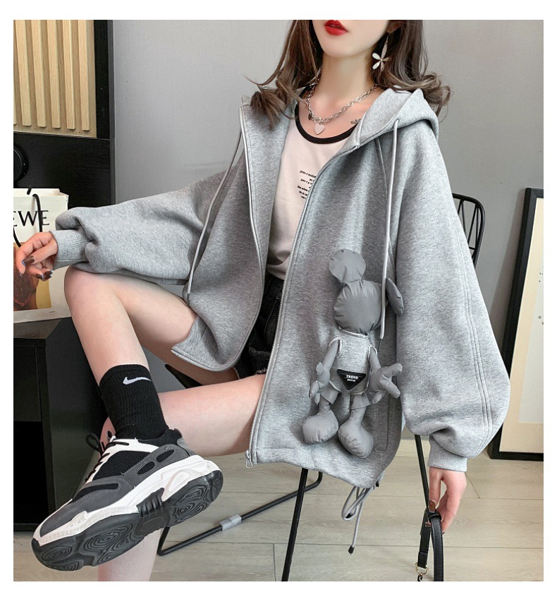 Casual Sweatshirt Women's Spring and Autumn 2021 New Autumn Loose Western Style Youthful-Looking Idle Style Cardigan Top Coat