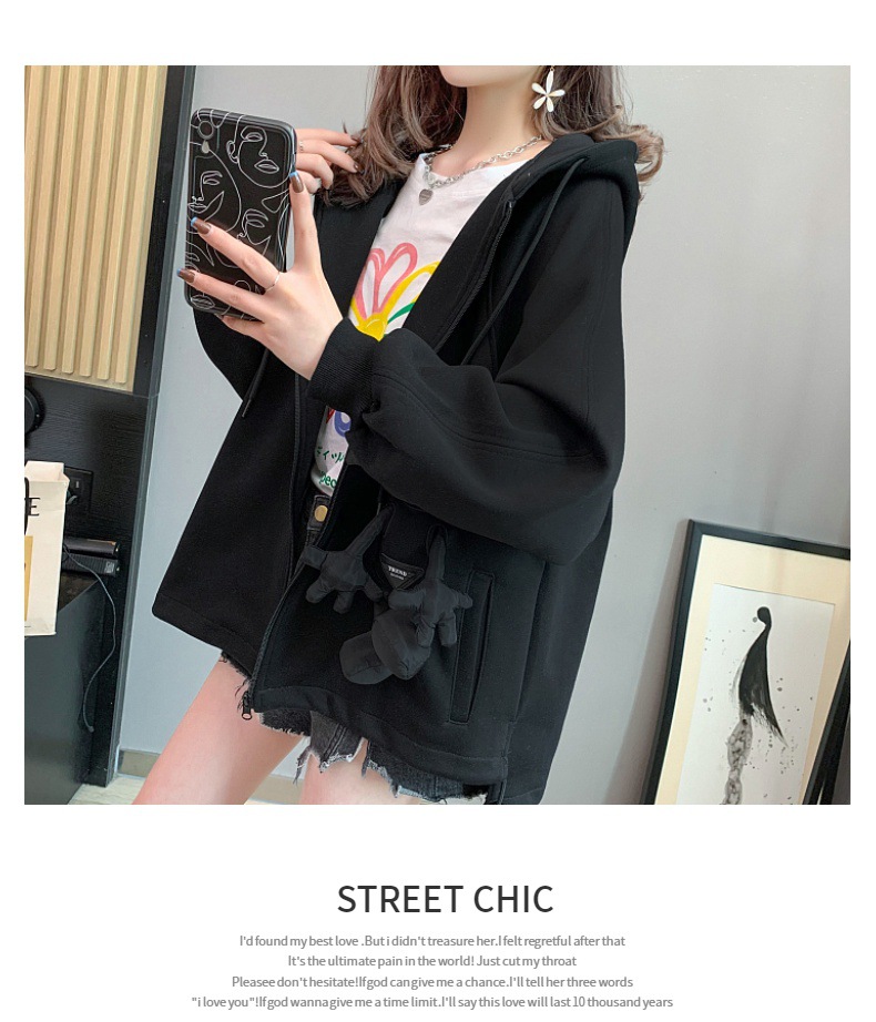 Casual Sweatshirt Women's Spring and Autumn 2021 New Autumn Loose Western Style Youthful-Looking Idle Style Cardigan Top Coat