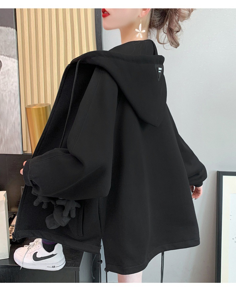 Casual Sweatshirt Women's Spring and Autumn 2021 New Autumn Loose Western Style Youthful-Looking Idle Style Cardigan Top Coat