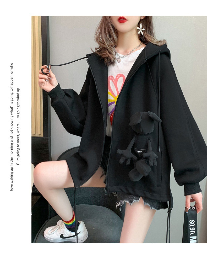 Casual Sweatshirt Women's Spring and Autumn 2021 New Autumn Loose Western Style Youthful-Looking Idle Style Cardigan Top Coat