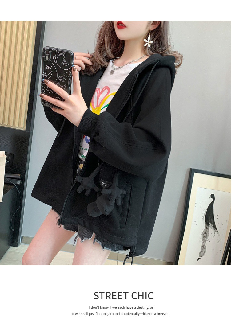 Casual Sweatshirt Women's Spring and Autumn 2021 New Autumn Loose Western Style Youthful-Looking Idle Style Cardigan Top Coat