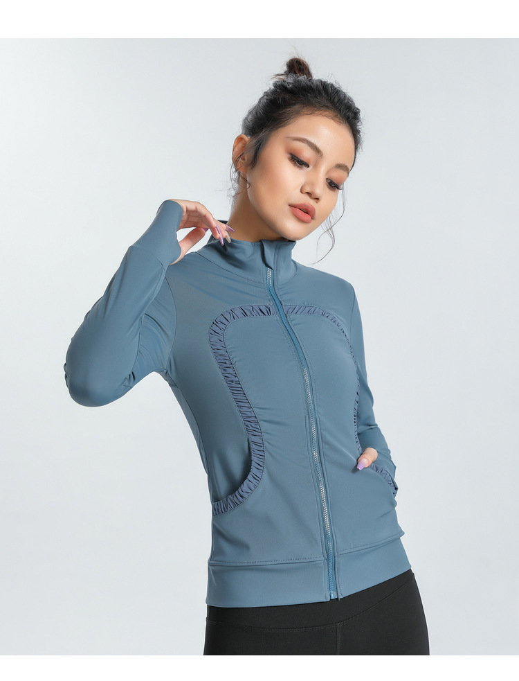 Lulu Cross-Border Same Style Nude Feel Sports Slim-Fitting Coat Stretch Slim-Fit Yoga Wear Fitness Running Women's Stand Collar Cardigan