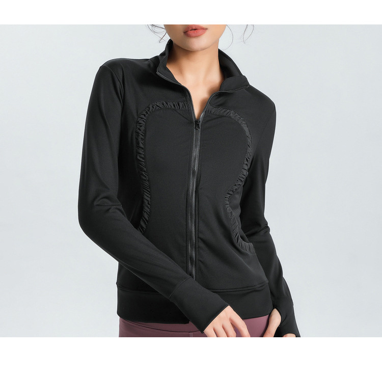 Lulu Cross-Border Same Style Nude Feel Sports Slim-Fitting Coat Stretch Slim-Fit Yoga Wear Fitness Running Women's Stand Collar Cardigan
