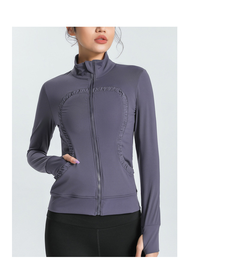 Lulu Cross-Border Same Style Nude Feel Sports Slim-Fitting Coat Stretch Slim-Fit Yoga Wear Fitness Running Women's Stand Collar Cardigan