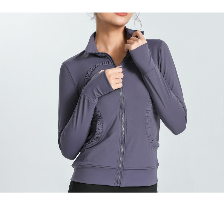 Lulu Cross-Border Same Style Nude Feel Sports Slim-Fitting Coat Stretch Slim-Fit Yoga Wear Fitness Running Women's Stand Collar Cardigan