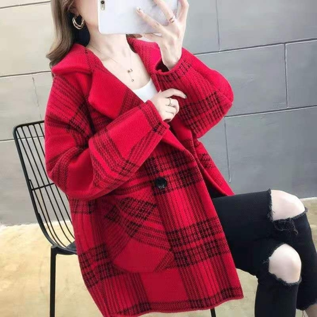 Woolen Coat for Women Autumn and Winter New Korean Style Plaid Suit Collar British Style Retro Double-Sided Woolen Coat Cardigan Fashion Woolen Coat for Women Autumn and Winter New Korean Style Plaid Suit Collar British Style Retro Double-Sided Woolen Coat Cardigan Fashion