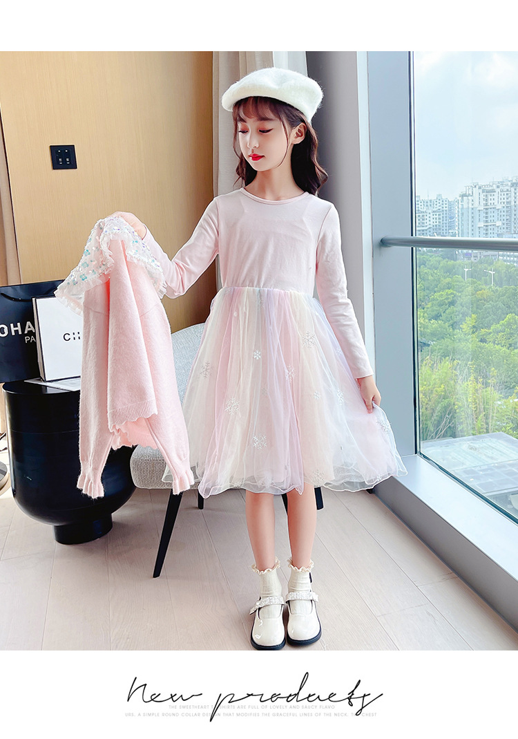 Popular Girls Autumn Clothing Fashionable Sweater Cardigan Dress 21 Years New Western Style Suit Skirt Girl Princess Dress Fashion