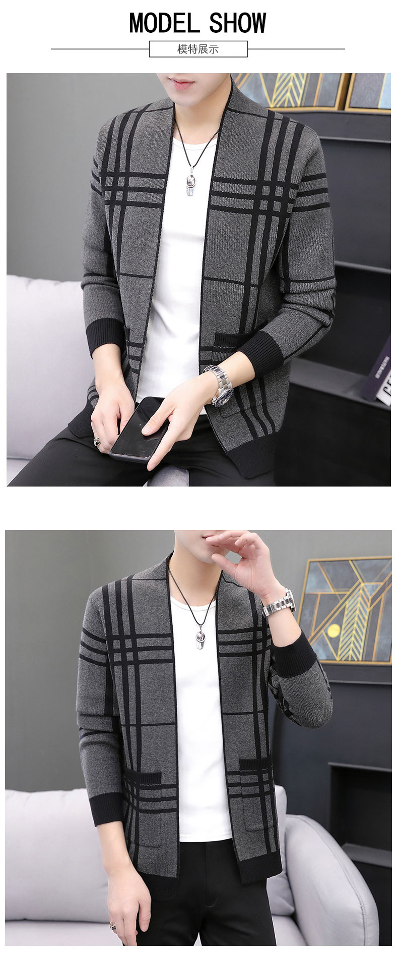 2021 New Spring and Autumn Men's Sweater Men's Sweater Casual Sweater Men's Cardigan Stand Collar Men's Coat Fashion