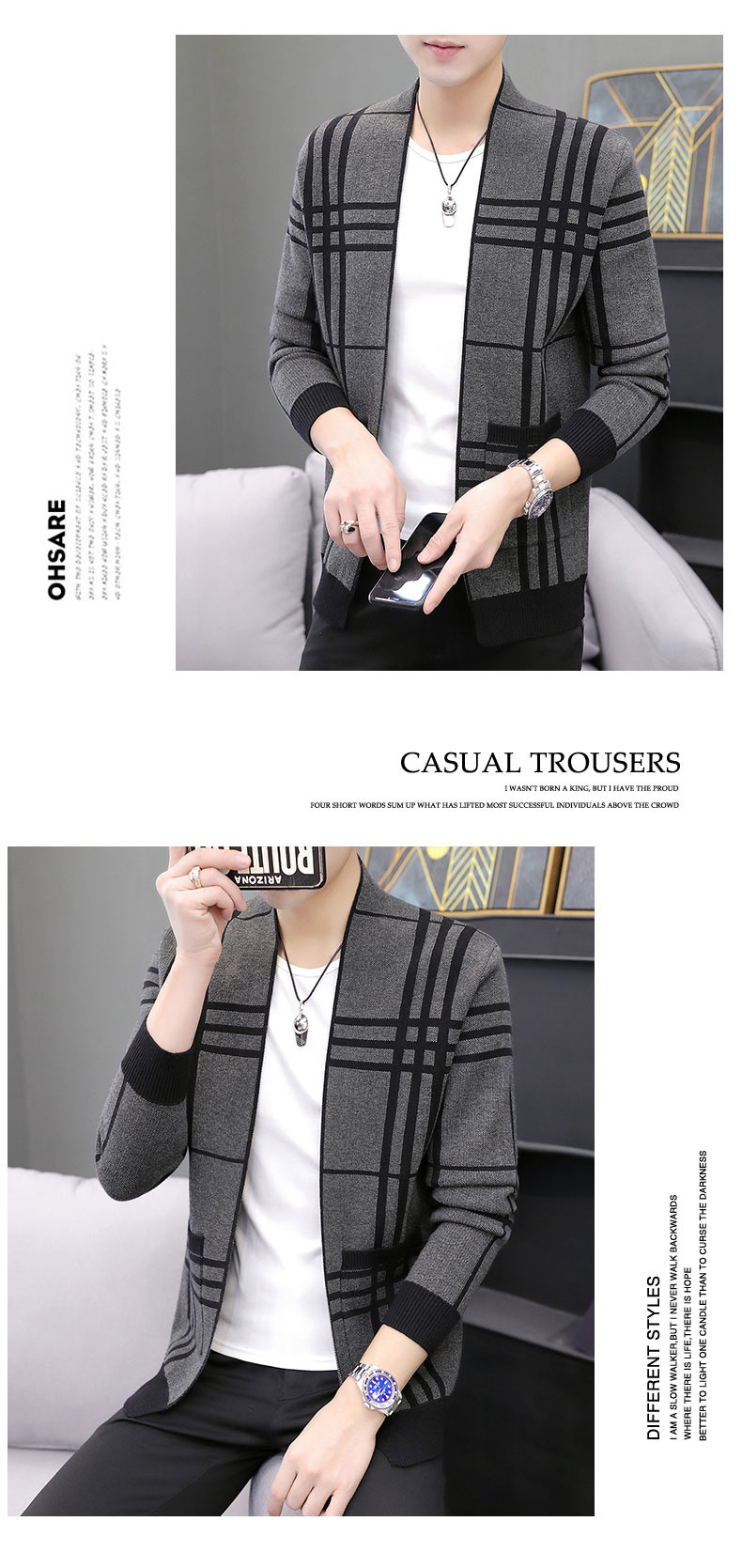 2021 New Spring and Autumn Men's Sweater Men's Sweater Casual Sweater Men's Cardigan Stand Collar Men's Coat Fashion
