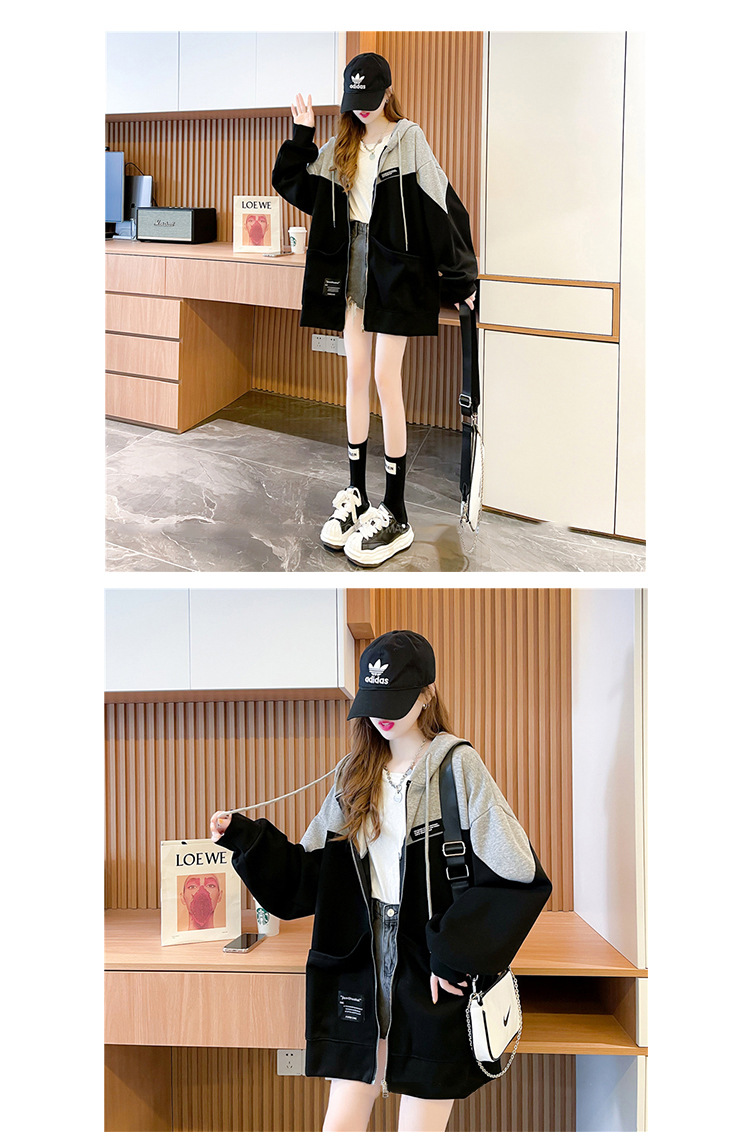 Large Size Women's Clothing 2021 New Spring and Autumn Hooded Cardigan Sweater Ladies Loose Korean Style Fat Zipper Coat Top