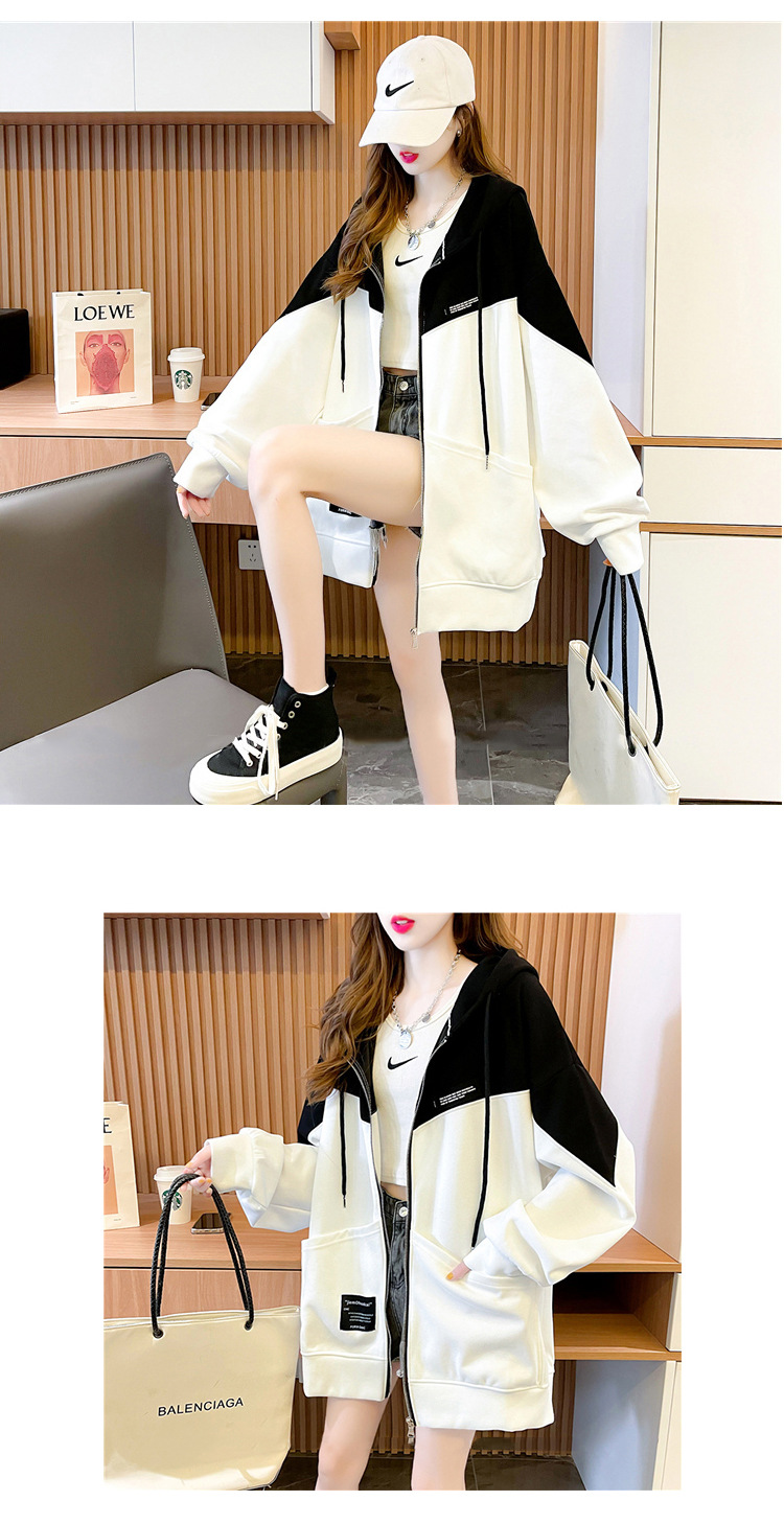 Large Size Women's Clothing 2021 New Spring and Autumn Hooded Cardigan Sweater Ladies Loose Korean Style Fat Zipper Coat Top