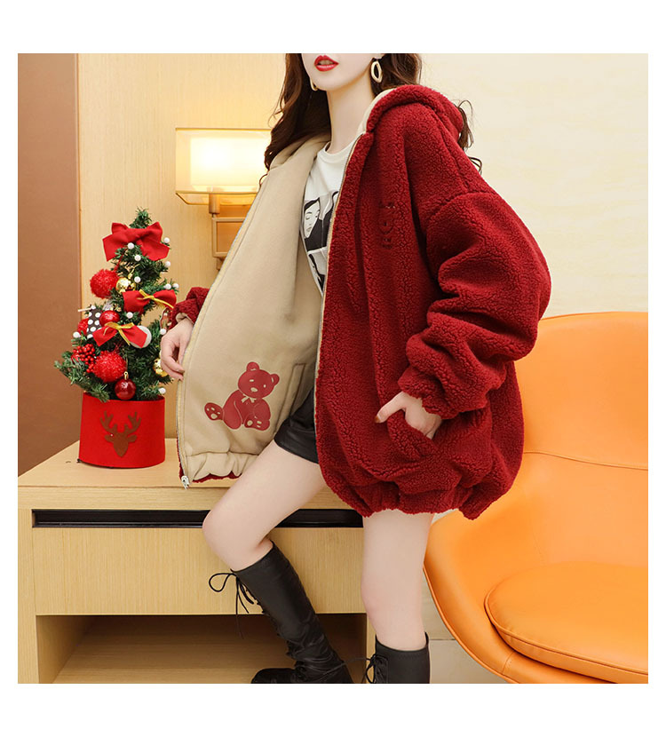 Faux Lamb Velvet Coat for Women Fleece-Lined Thickened Autumn and Winter Loose Western Style Korean Style Sense of Design Double-Sided Cardigan Sweater for Women