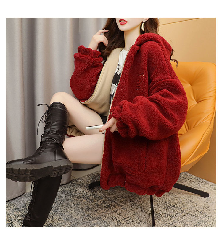 Faux Lamb Velvet Coat for Women Fleece-Lined Thickened Autumn and Winter Loose Western Style Korean Style Sense of Design Double-Sided Cardigan Sweater for Women