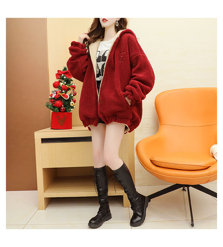 Faux Lamb Velvet Coat for Women Fleece-Lined Thickened Autumn and Winter Loose Western Style Korean Style Sense of Design Double-Sided Cardigan Sweater for Women