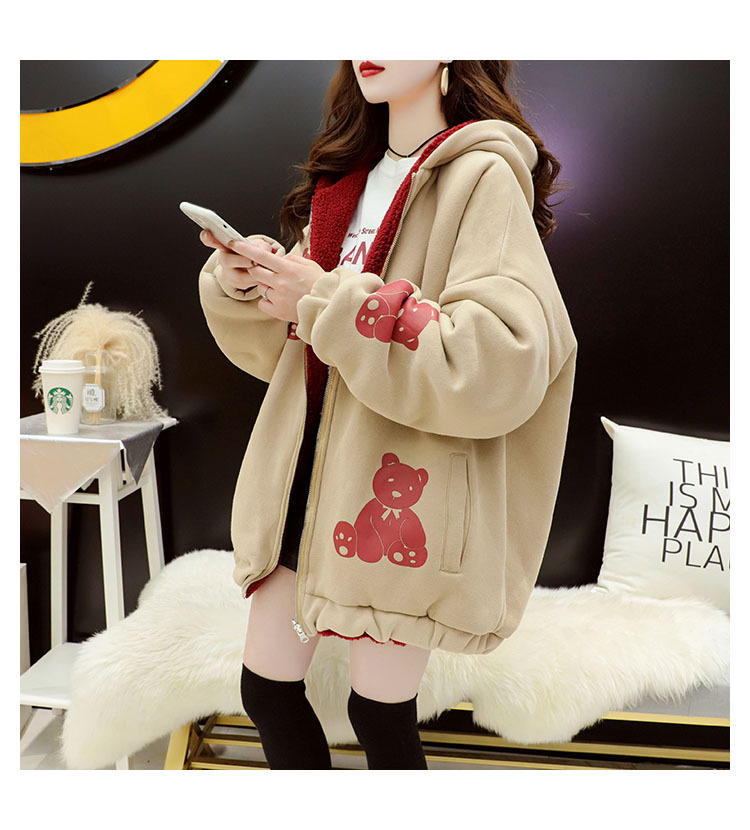 Faux Lamb Velvet Coat for Women Fleece-Lined Thickened Autumn and Winter Loose Western Style Korean Style Sense of Design Double-Sided Cardigan Sweater for Women