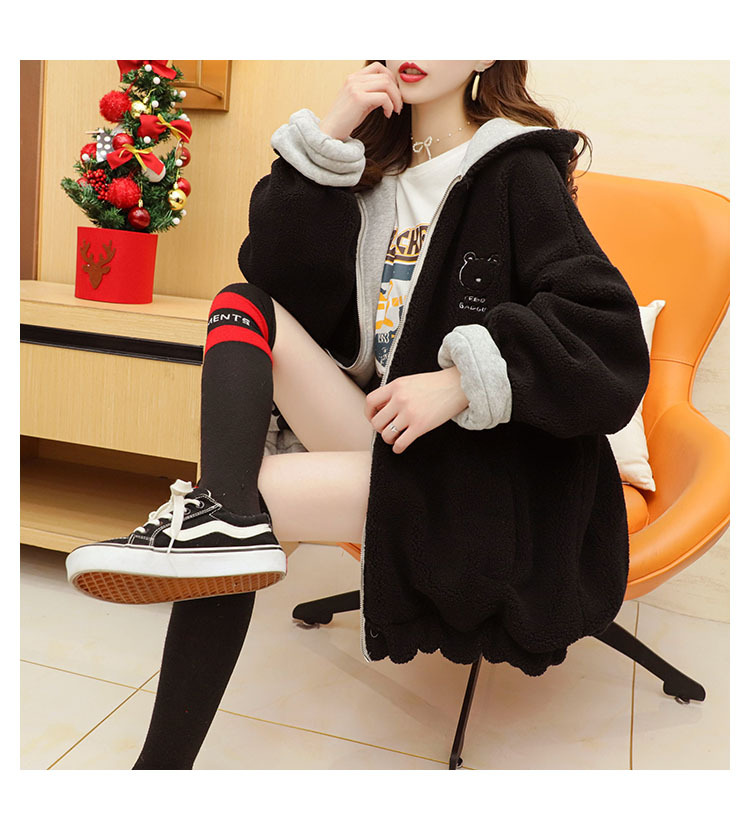 Faux Lamb Velvet Coat for Women Fleece-Lined Thickened Autumn and Winter Loose Western Style Korean Style Sense of Design Double-Sided Cardigan Sweater for Women