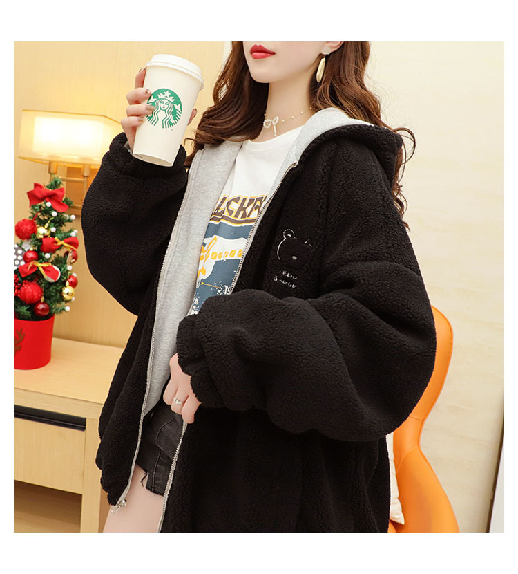 Faux Lamb Velvet Coat for Women Fleece-Lined Thickened Autumn and Winter Loose Western Style Korean Style Sense of Design Double-Sided Cardigan Sweater for Women