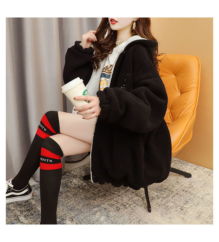 Faux Lamb Velvet Coat for Women Fleece-Lined Thickened Autumn and Winter Loose Western Style Korean Style Sense of Design Double-Sided Cardigan Sweater for Women