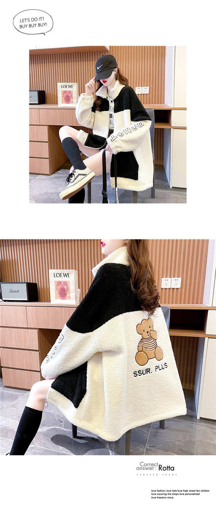 Fleece-Lined Thickening Stand Collar Lamb Wool Cardigan Coat for Women 2021 Autumn and Winter Loose Korean Style Mid-Length Design Blouse