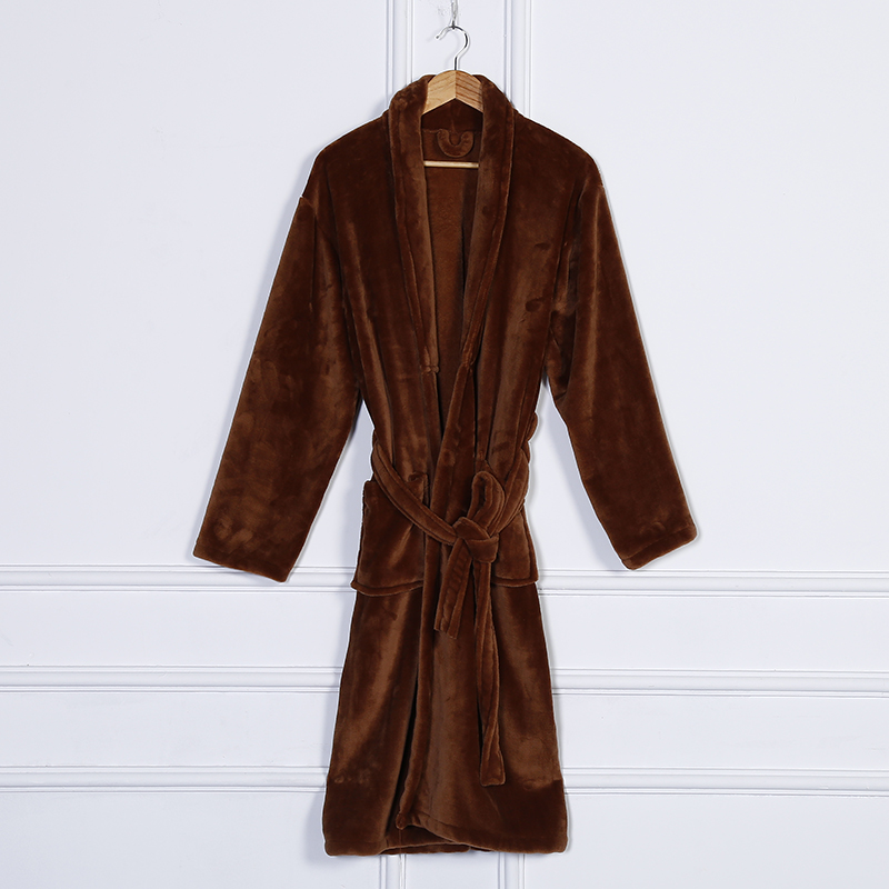 Zhendong Couple Korean Style Autumn and Winter Long Pajamas Home Wear Flannel Solid Color Bathrobe in Stock Zhendong Couple Korean Style Autumn and Winter Long Pajamas Home Wear Flannel Solid Color Bathrobe in Stock