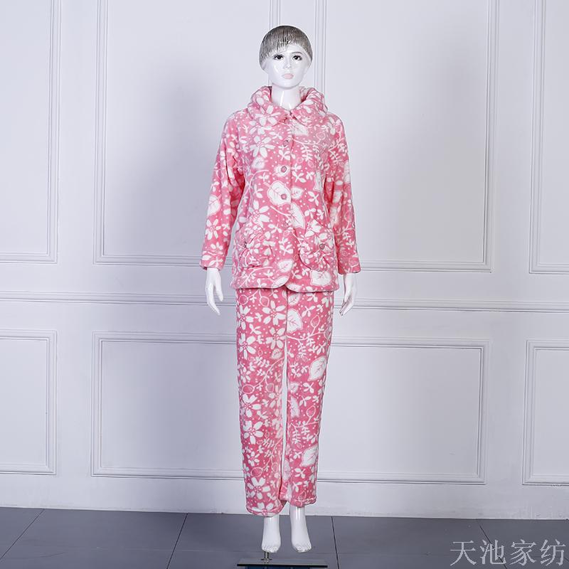 Zhendong High-Grade Woven Flannel Thickened Warm Loungewear Cartoon Ladies Korean Pajamas Wholesale