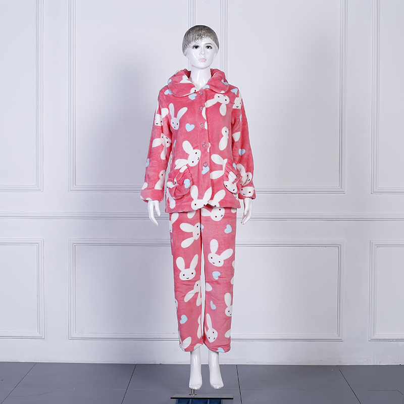 Zhendong High-Grade Woven Flannel Thickened Warm Loungewear Cartoon Ladies Korean Pajamas Wholesale Zhendong High-Grade Woven Flannel Thickened Warm Loungewear Cartoon Ladies Korean Pajamas Wholesale