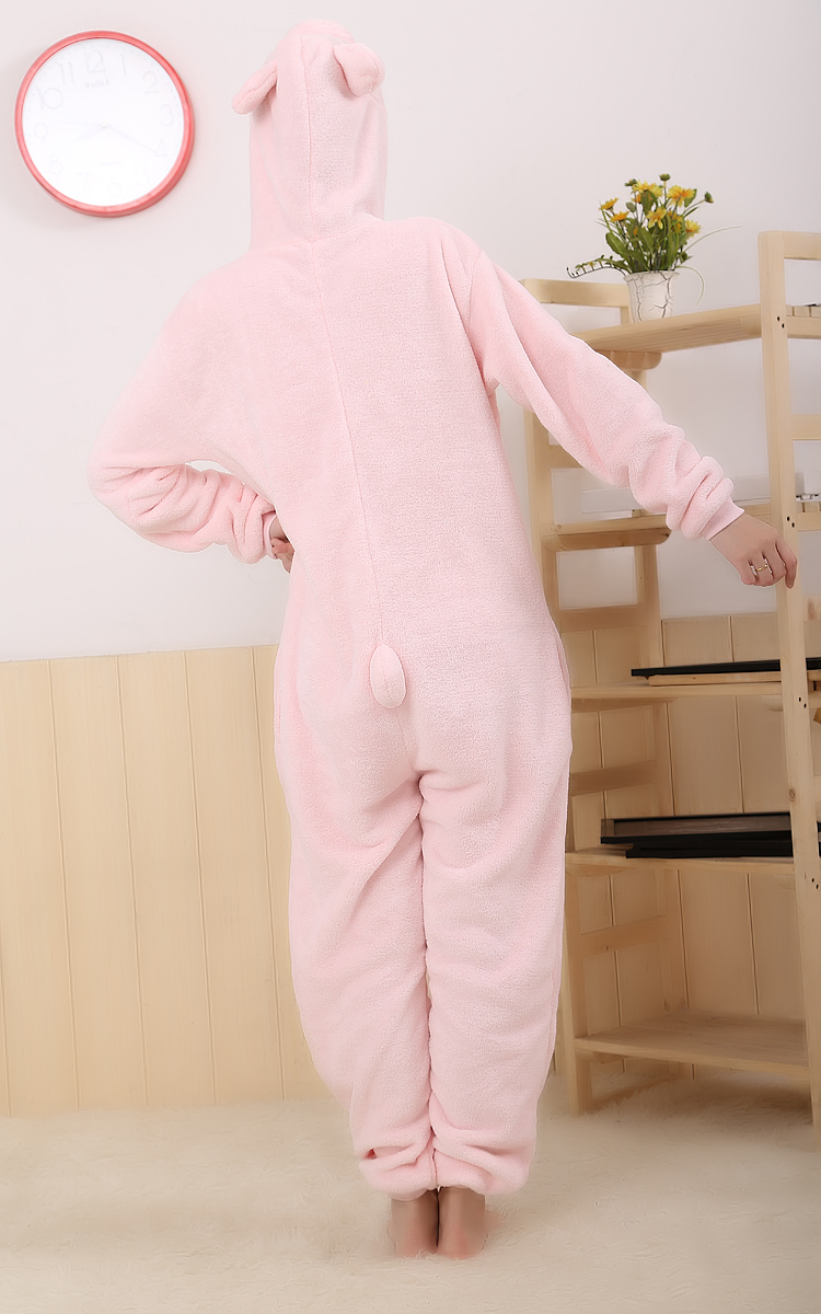 Wool flannel shoes to keep warm in autumn and winter paired with cartoon animal pajamas pink black pig