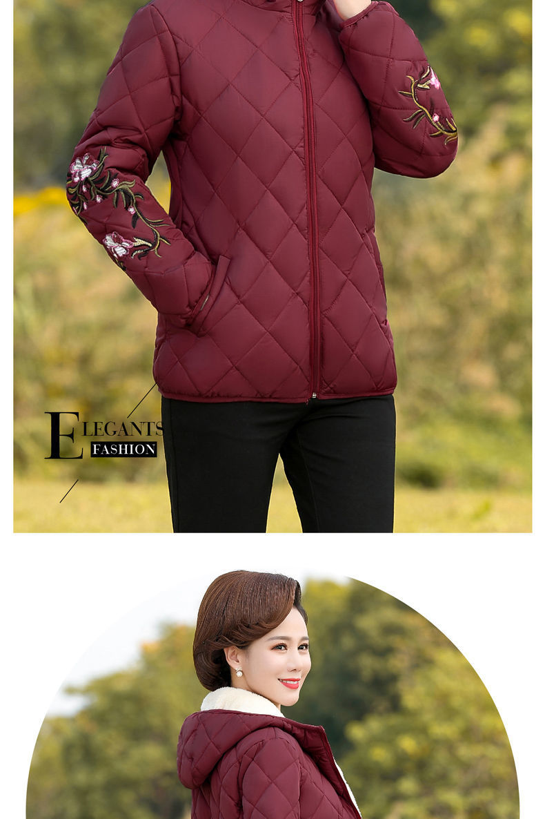 Mother's Cotton-Padded Clothes Female Short Cotton-Padded Jacket Middle-Aged Women Fleece Padded Coat Middle-Aged and Elderly Women's Clothing Autumn and Winter Clothing Cotton-Padded Clothes Thickened