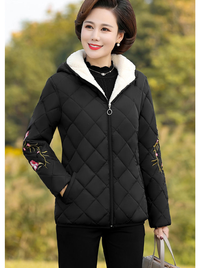Mother's Cotton-Padded Clothes Female Short Cotton-Padded Jacket Middle-Aged Women Fleece Padded Coat Middle-Aged and Elderly Women's Clothing Autumn and Winter Clothing Cotton-Padded Clothes Thickened