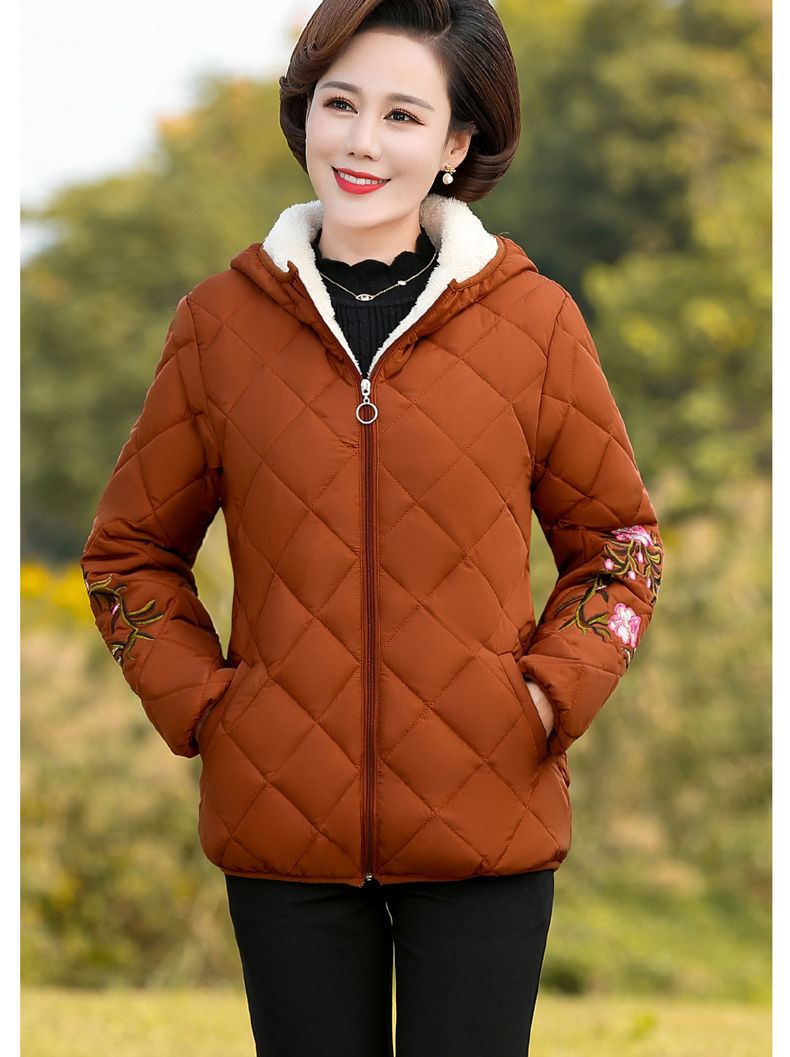 Mother's Cotton-Padded Clothes Female Short Cotton-Padded Jacket Middle-Aged Women Fleece Padded Coat Middle-Aged and Elderly Women's Clothing Autumn and Winter Clothing Cotton-Padded Clothes Thickened