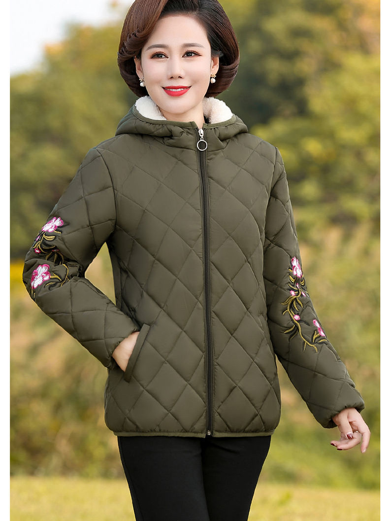Mother's Cotton-Padded Clothes Female Short Cotton-Padded Jacket Middle-Aged Women Fleece Padded Coat Middle-Aged and Elderly Women's Clothing Autumn and Winter Clothing Cotton-Padded Clothes Thickened