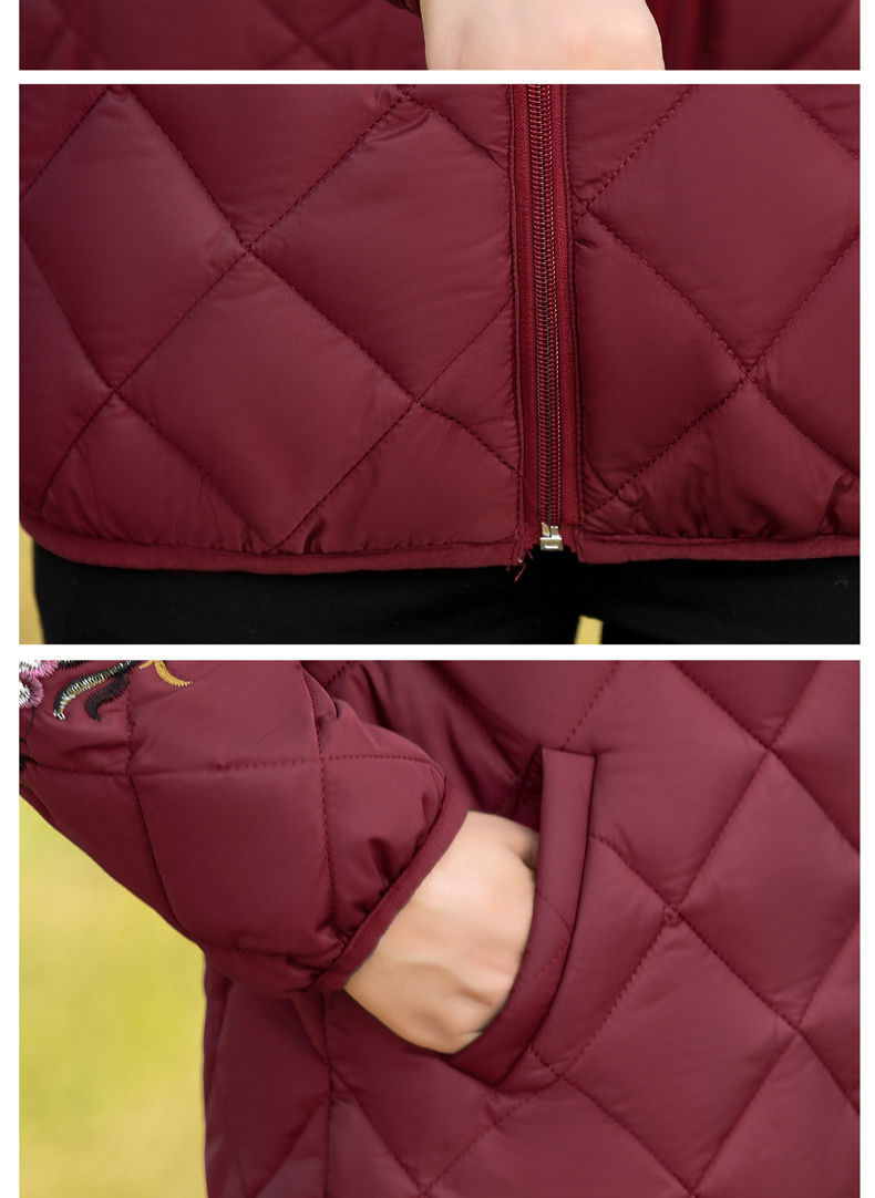 Mother's Cotton-Padded Clothes Female Short Cotton-Padded Jacket Middle-Aged Women Fleece Padded Coat Middle-Aged and Elderly Women's Clothing Autumn and Winter Clothing Cotton-Padded Clothes Thickened