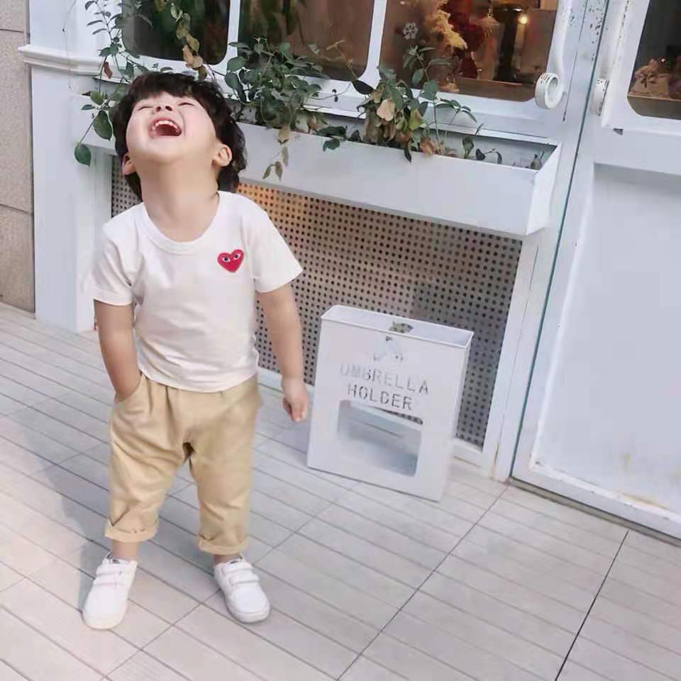 Love Tshirt Chuan Jiu Play Short Sleeve Embroidery Little Red Heart Men and Women Couple ParentChild Clothes Baoling