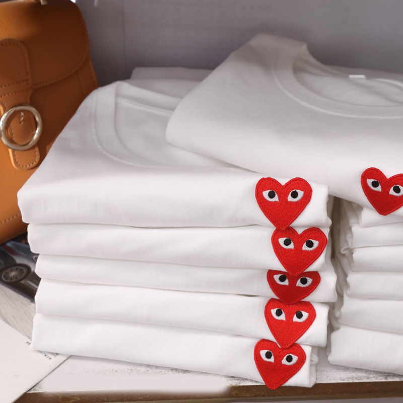 Love Tshirt Chuan Jiu Play Short Sleeve Embroidery Little Red Heart Men and Women Couple ParentChild Clothes Baoling