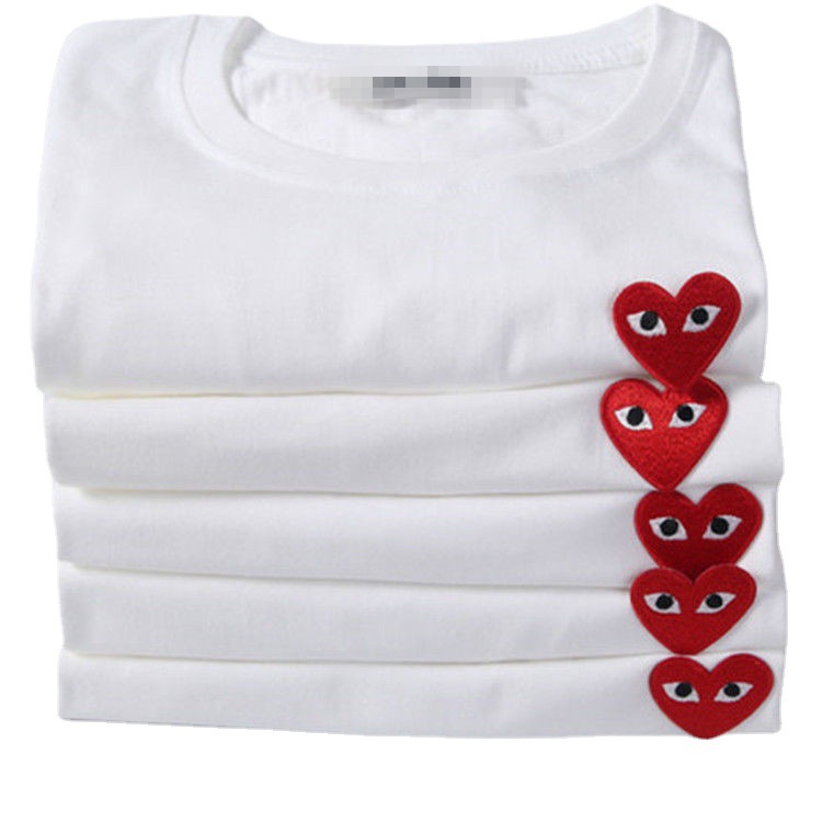 Love Tshirt Chuan Jiu Play Short Sleeve Embroidery Little Red Heart Men and Women Couple ParentChild Clothes Baoling