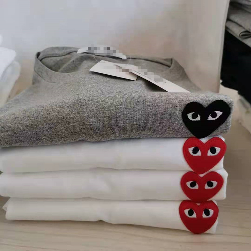 Love Tshirt Chuan Jiu Play Short Sleeve Embroidery Little Red Heart Men and Women Couple ParentChild Clothes Baoling