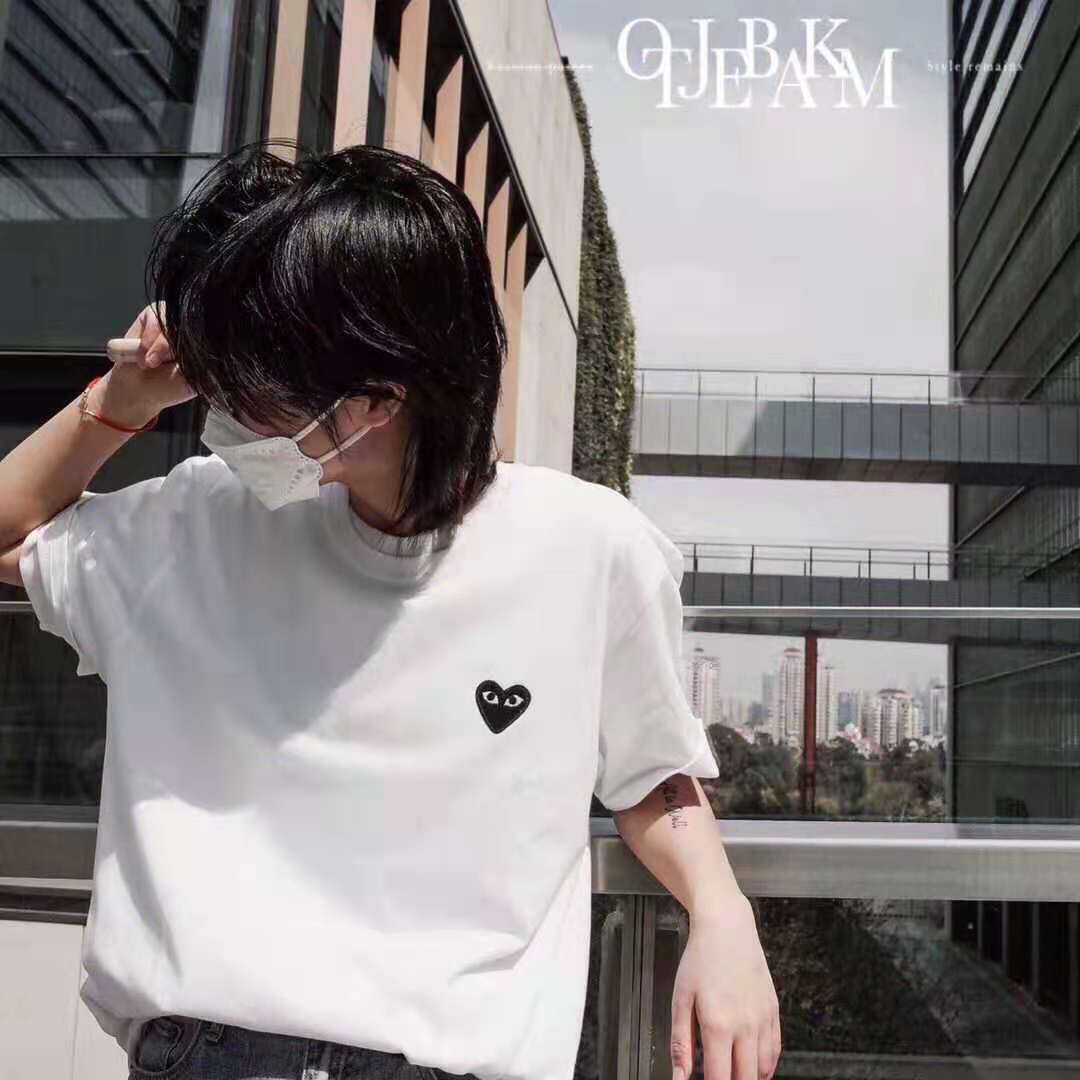 Love Tshirt Chuan Jiu Play Short Sleeve Embroidery Little Red Heart Men and Women Couple ParentChild Clothes Baoling
