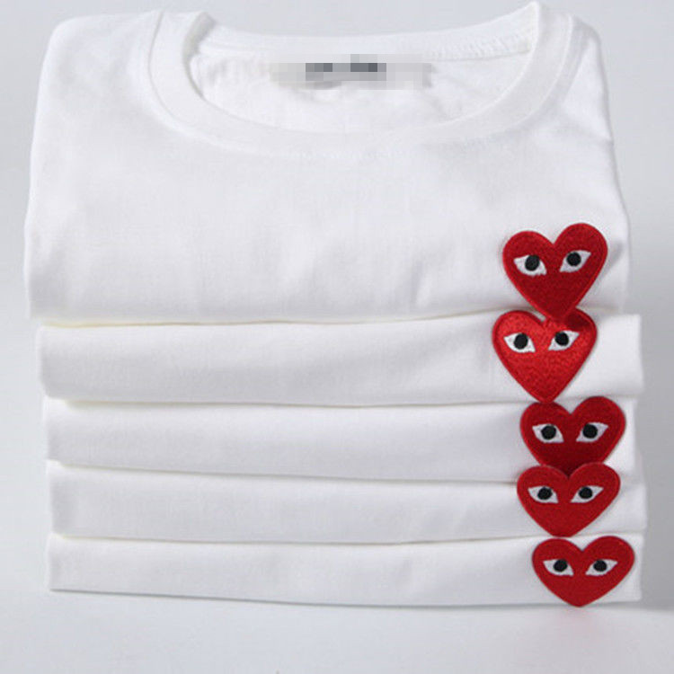 Love Tshirt Chuan Jiu Play Short Sleeve Embroidery Little Red Heart Men and Women Couple ParentChild Clothes Baoling
