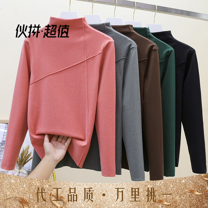 Thermal Clothes Women&#039;s Autumn and Winter plus Size Turtleneck Bottoming Shirt Long Sleeves Outerwear Tshirt Women