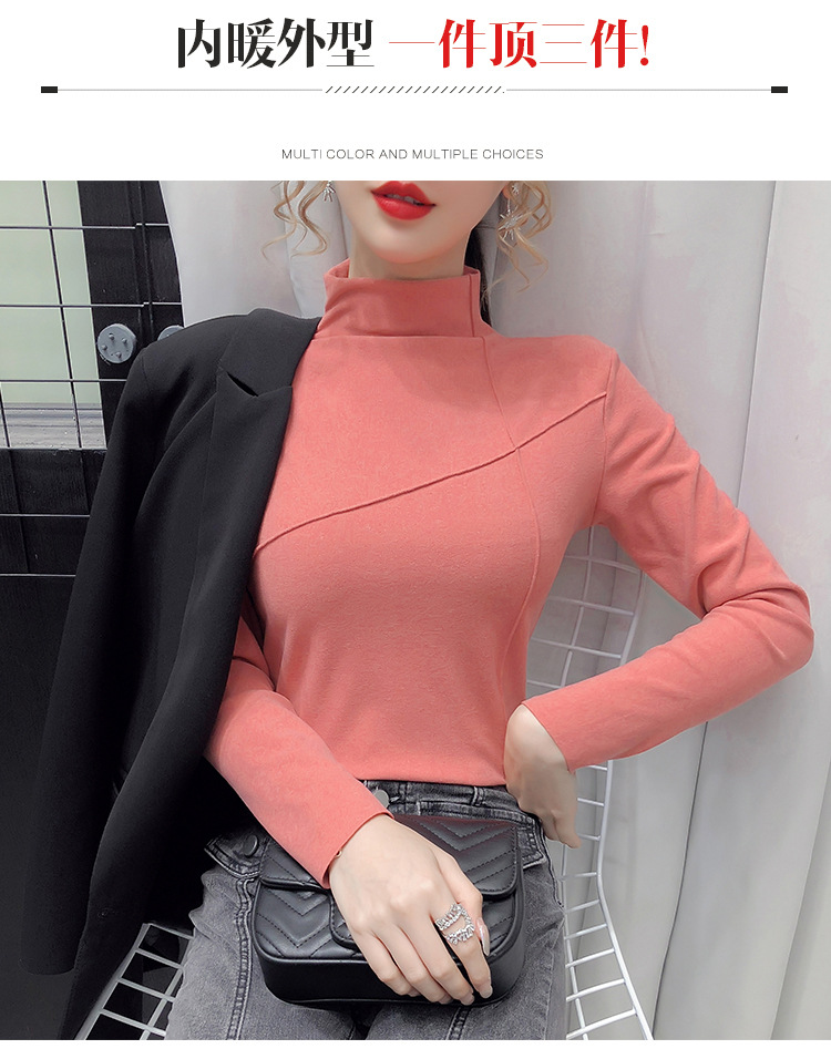 Thermal Clothes Women's Autumn and Winter plus Size Turtleneck Bottoming Shirt Long Sleeves Outerwear Tshirt Women