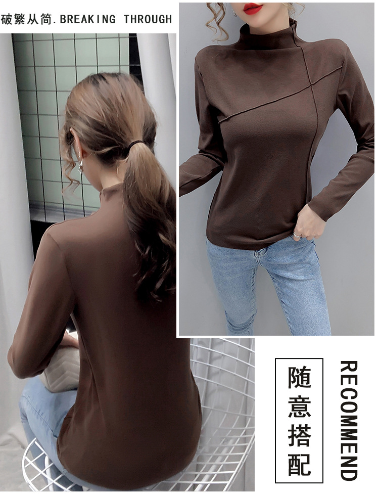 Thermal Clothes Women's Autumn and Winter plus Size Turtleneck Bottoming Shirt Long Sleeves Outerwear Tshirt Women