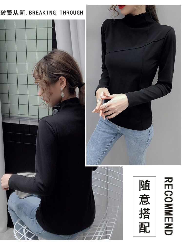 Thermal Clothes Women's Autumn and Winter plus Size Turtleneck Bottoming Shirt Long Sleeves Outerwear Tshirt Women