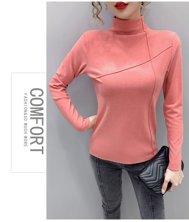 Thermal Clothes Women's Autumn and Winter plus Size Turtleneck Bottoming Shirt Long Sleeves Outerwear Tshirt Women