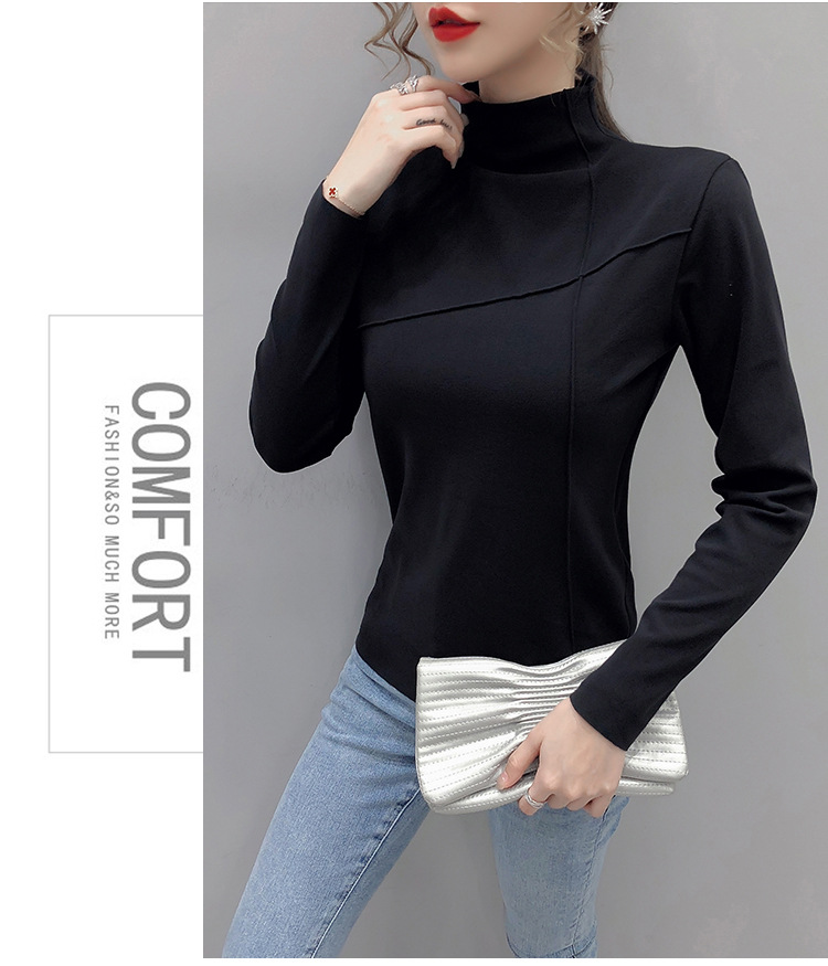 Thermal Clothes Women's Autumn and Winter plus Size Turtleneck Bottoming Shirt Long Sleeves Outerwear Tshirt Women