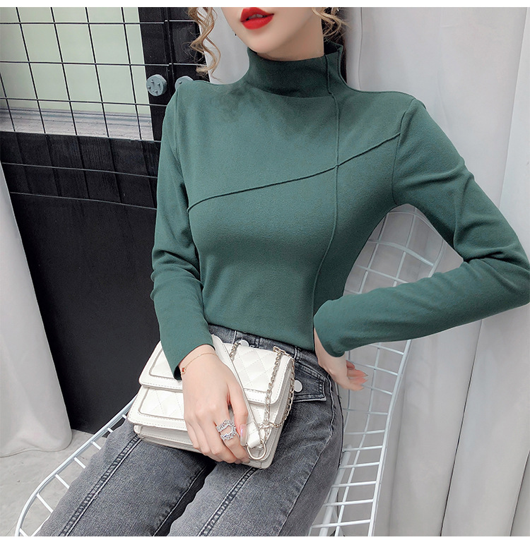 Thermal Clothes Women's Autumn and Winter plus Size Turtleneck Bottoming Shirt Long Sleeves Outerwear Tshirt Women