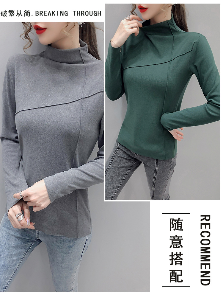 Thermal Clothes Women's Autumn and Winter plus Size Turtleneck Bottoming Shirt Long Sleeves Outerwear Tshirt Women