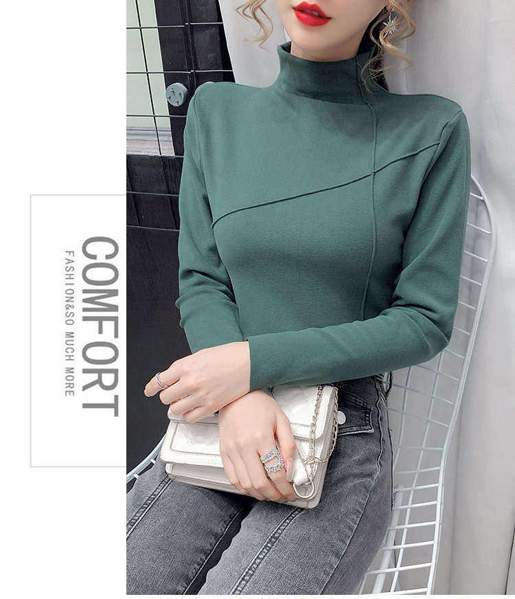 Thermal Clothes Women's Autumn and Winter plus Size Turtleneck Bottoming Shirt Long Sleeves Outerwear Tshirt Women